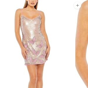 Mac Duggal Pink and Gold Sequin Dress